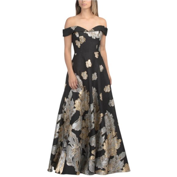 RENE BY RENE RUIZ Off The Shoulder Jacquard Gown - Picture 3 of 5